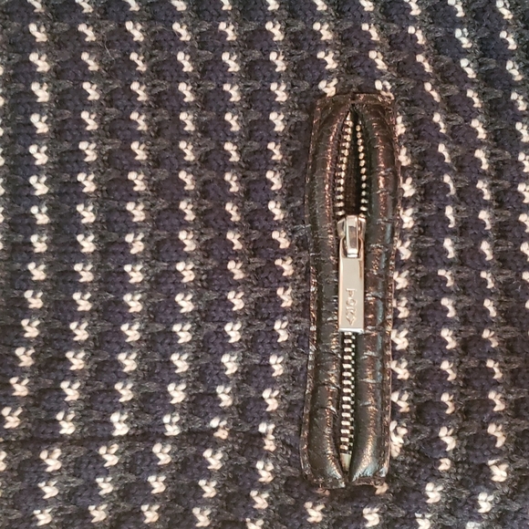 Tory Burch long zip front cardigan leather trim, size M - Picture 4 of 5